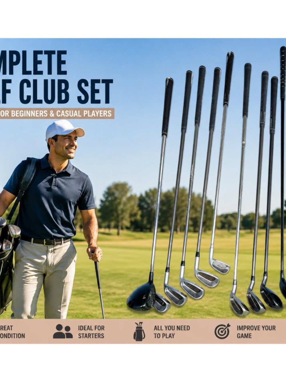 Complete Golf Club Set Ping TaylorMade RH Driver Woods Irons Putter Beginner Men